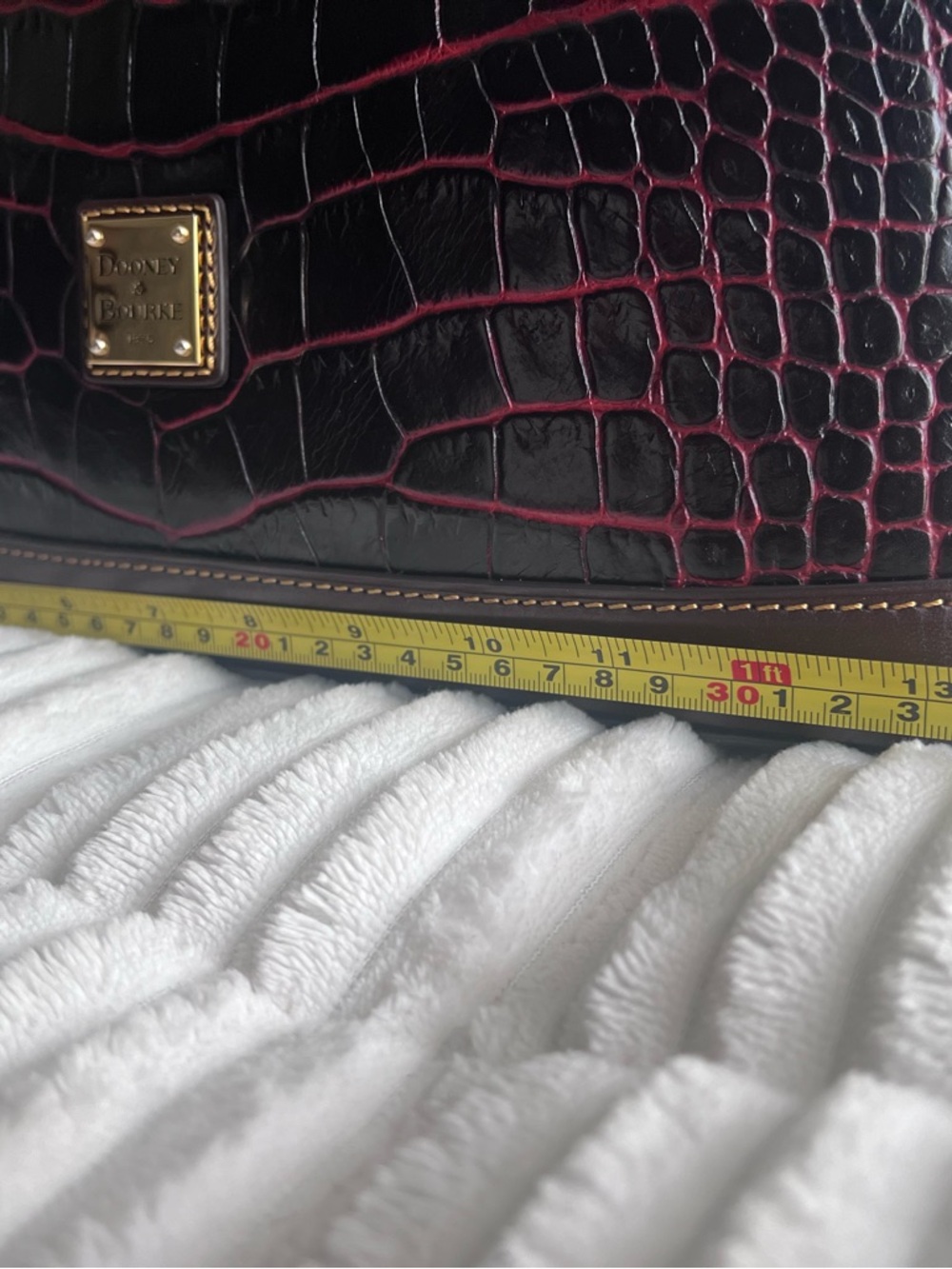 Dooney & Bourke Croc-Embossed Satchel with Gold Accents - Picture 8 of 16
